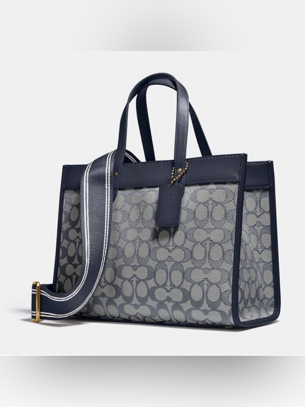 ❌ SOLD COACH Field Tote 30 In Signature Jacquard $395 C3282 MIDNIGHT NAVY NWT - Picture 2 of 10